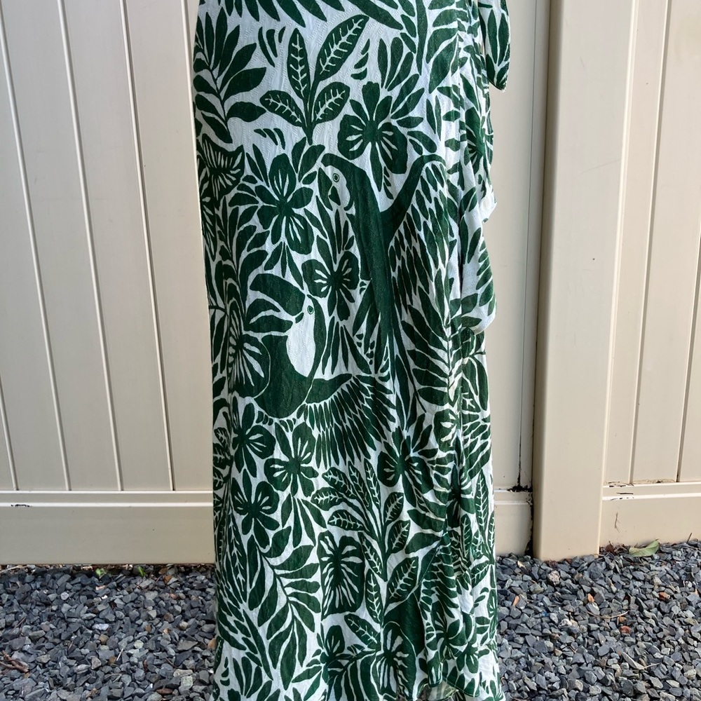 Hermoza Julia wrap skirt emerald parrot XS luxury resortwear NWT Eurosummer
